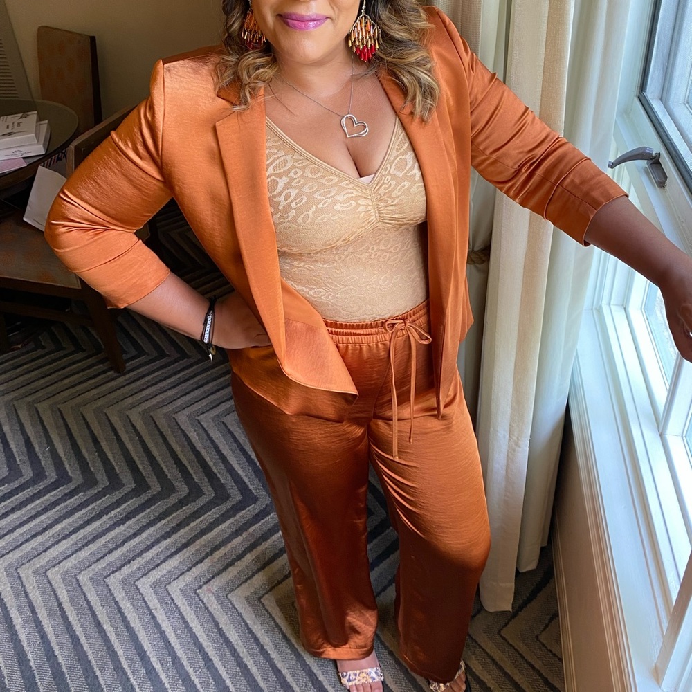Beautiful Satin Copper 2pc Suit, Show Stopper, Worn 1x.